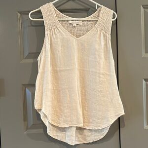 LAST CALL! Cloth & Stone Cream Smocked Asymmetrical Tank Top